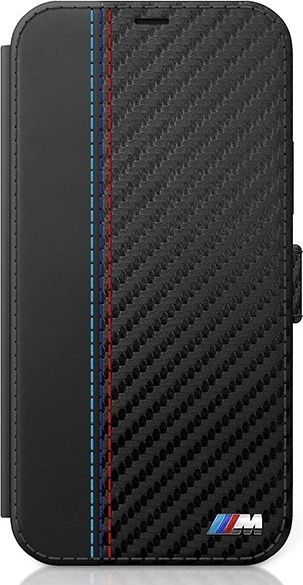 Kapak telefoni BMW M BMFLBKP12SMCARBK, për iPhone 12 mini 5.4", tip book, karboni, i zi