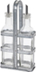 Set shishe për vaj dhe uthull, 2 copë, 0.5L, me mbajtëse inox, argjendtë