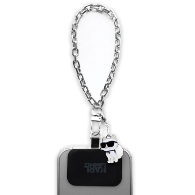 Rrip telefoni Karl Lagerfeld Wrist Chain Choupette, varse zinxhir, argjendtë