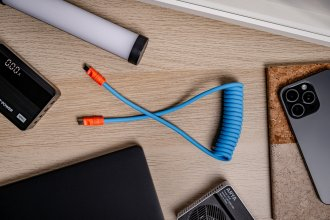 Kabllo Newell USB C në USB C, 100W, 2m, spiral, blu portokalli