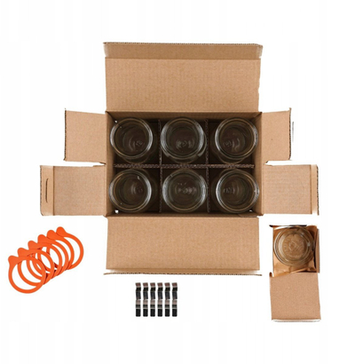 Set shishe qelqi Weck Saftflasche, 530 ml, me kapak dhe kapëse, 6 copë