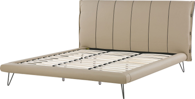 Set dhome gjumi Beliani Betin, krevat 180 x 200 cm, lëkurë sintetike, bezhë rëre