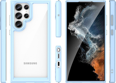 Маска за телефон Outer Space за Samsung Galaxy S23 Ultra, хибридна TPU PC, проѕирна, сина