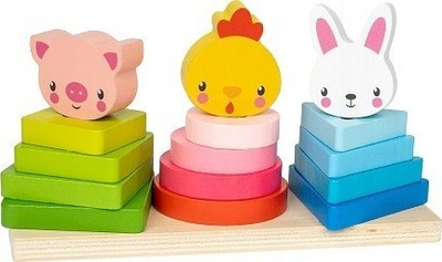 Puzzle druri Smily Play Wooden Puzzle Animals, edukativ, shumëngjyrësh