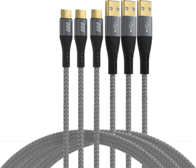 Set kabllosh USB EFB USB A në USB C, 3x2m, 60W QC 3A, gri