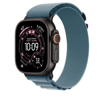 Apple Watch 49mm Loop, Light Blue Alpine Loop, Medium, Black Titanium Finish
