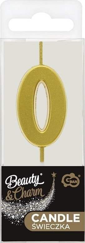 Qiri numër 0 dekorativ, 9.5cm, metalik ngjyrë ari