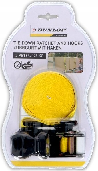 Rrip lidhës Dunlop Double Strap 41859, 5 m, 125 kg, i verdhë