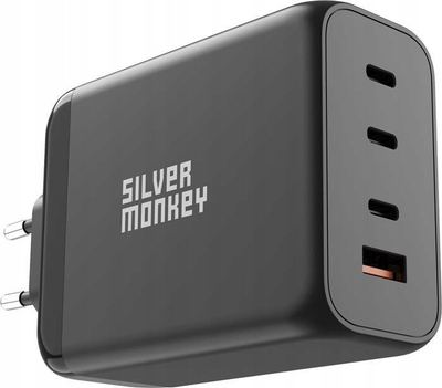 Karikues rrjeti Silver Monkey GaN 200W, USB‑C PD, USB 3.0 QC, i zi