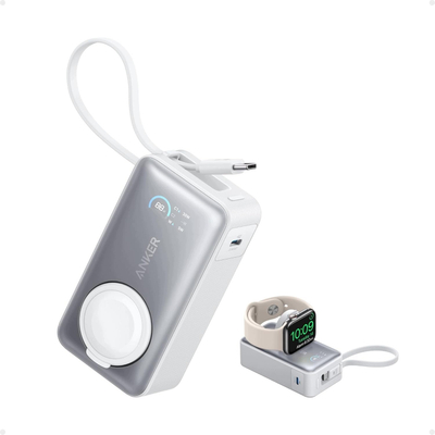 Powerbank Anker MagGo 10K, 35W, për Apple Watch, e bardhë