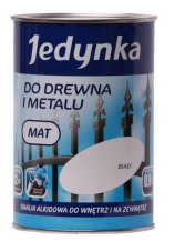 Bojë alkide për dru dhe metal Jedynka, mat, 0.9L, e bardhë