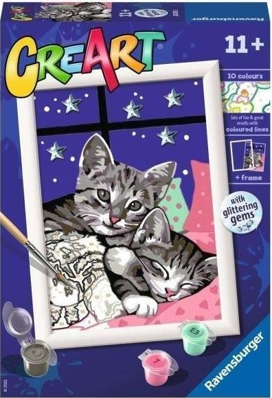Set pikturimi Ravensburger CreArt E Series Sweet Kittens, me numra, për kalamaj 11+