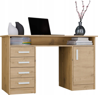 Tavolinë zyre ADA OAK ARTISAN, 125 cm, 4 sirtarë, dru artizan