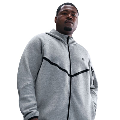 Bluzë me kapuç Nike Tech Fleece Windrunner, me zinxhir të plotë, për burra, gri me të zezë