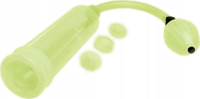 Pompë penisi Whipsmart Glow in the Dark, set me unazë penisi, 23.5cm, që ndrit në errësirë, jeshile