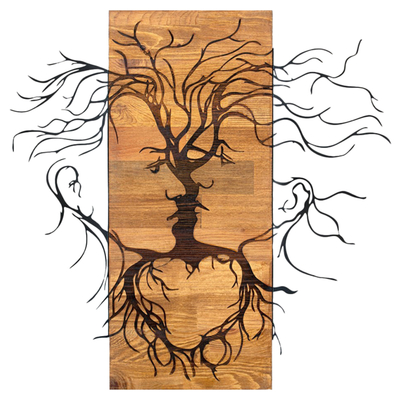 Dekor muri Faces HM4807, dru dhe metal, 60x57.5cm, i zi