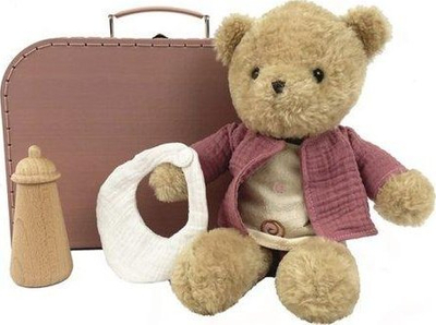 Set lodër Egmont Toys Teddy Suitcase, arushë pelushi me aksesorë, valixhe 29x20x9 cm, rozë