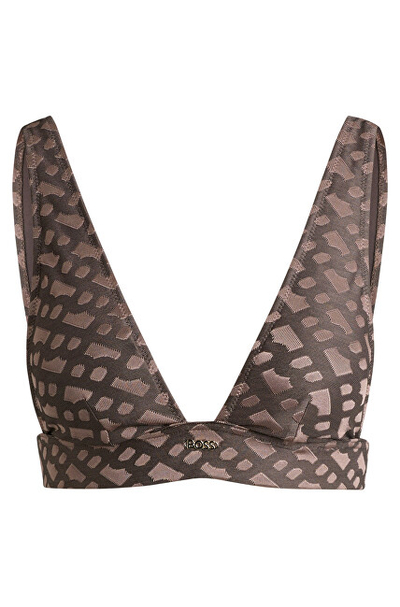 Bikini të sipërme HUGO BOSS Monogram Jacquard, kafe
