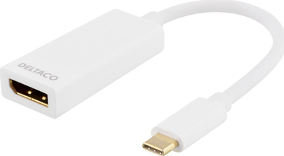 Adapter video DELTACO USBC-DP1, USB-C me DisplayPort, 4K 60Hz, i bardhë