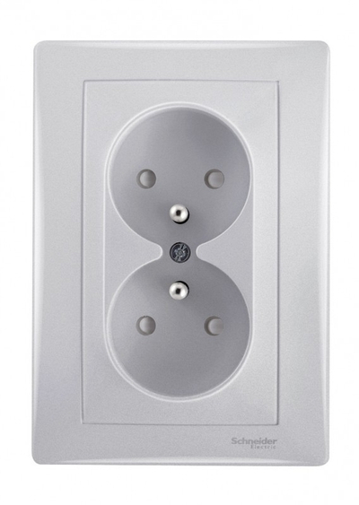 Prizë e dyfishtë Schneider Electric, 16A, IP20, e argjendtë
