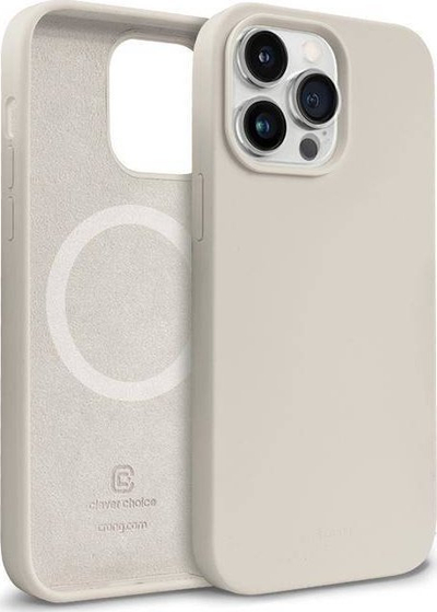 Kapak Crong Color Cover Magnetic për iPhone 14 Pro, silikon liquid, MagSafe, bezhë