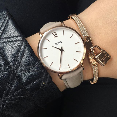 Orë dore Cluse Minuit Rose Gold White/Grey