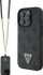 Mbështjellës telefoni Guess Leather Logo Rhinestone Crossbody për iPhone 16 Pro Max 6.9", me rrip, i zi