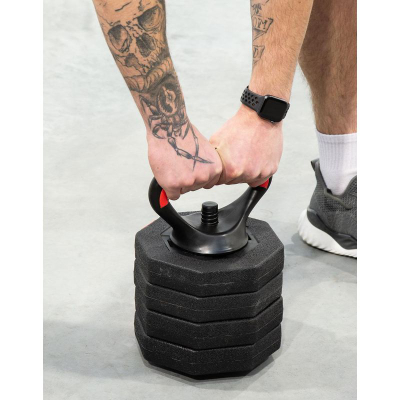 Set pesha EB Fit Dumbbells 4 në 1, 20 kg, rregullueshëm, i zi me të kuqe