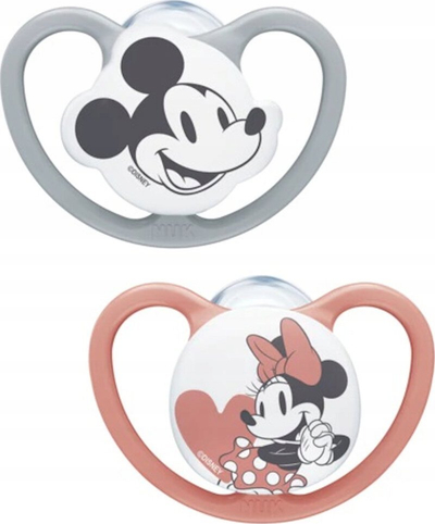 Biberon silikoni NUK Space Mickey Mouse, 18-36 muaj, set 2 copë, transparent