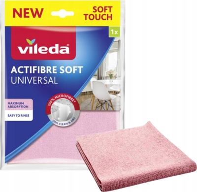 Leckë pastrimi Vileda Actifibre Soft Universal, mikrofibër, set me 3 copa, rozë