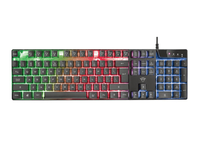 Tastierë gaming Trust GXT 835 Azor, USB, ndriçim rainbow, e zezë
