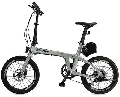 Biçikletë elektrike Beaster Scooter BS126S, kornizë karboni, motor 250W, argjend