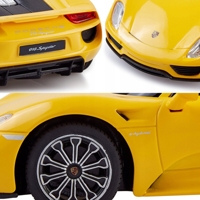 Makinë lodër me telekomandë Rastar Porsche 918 Spyder, shkallë 1:24, R/C, e verdhë