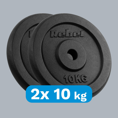 Сет тегови од сиво леано железо Rebel Active, 2x10kg 20kg, дупка 31mm