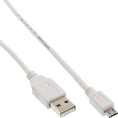 Kabllo USB InLine 31710W, USB A në micro USB, 1 m, e bardhë