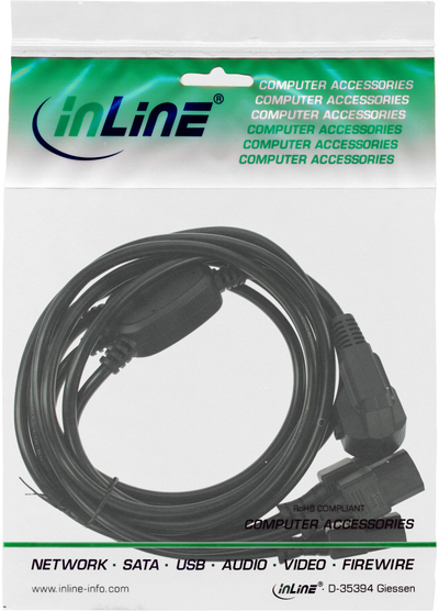 Kabllo rryme InLine Y, 1x CEE 7/7 e këndëzuar, 3x IEC C13, e zezë