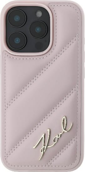Këllëf telefoni Karl Lagerfeld Quilted Signature për iPhone 16 Pro Max 6.9", rozë