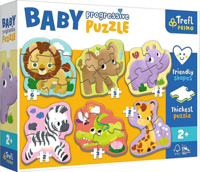 Puzzle për fëmijë Trefl Baby Progressive Safari, 6 puzzle, 2+