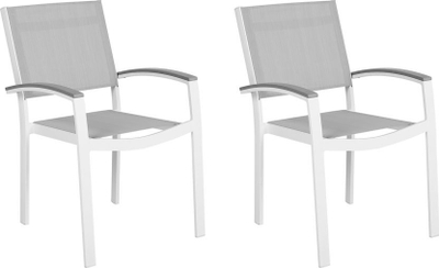 Set karrigesh kopshti Beliani PERETA, 2 copë, metal, gri e bardhë