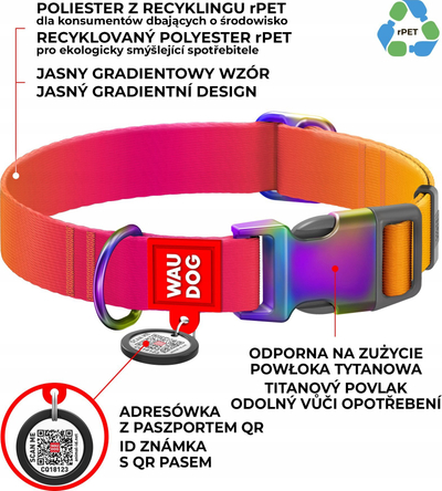 Qafore qeni Waudog najlon, 15 mm, 25-35 cm, portokalli