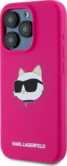 Маска за телефон Karl Lagerfeld Choupette Head, силикон, за iPhone 15 Pro Max, розова