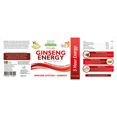 Suplement Swedish Nutra Ginseng Energy, 500ml