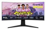 Monitor gaming TCL 34R83Q, 34" curved, WQHD 170 Hz, i zi dhe i bardhë