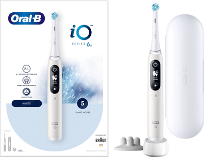 Furçë dhëmbësh elektrike Oral-B iO Series 6, 5 moda pastrimi, ekran OLED, e bardhë