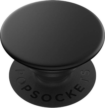 Mbajtëse telefoni PopSockets PopGrip, me ngjitës, alumin, e zezë