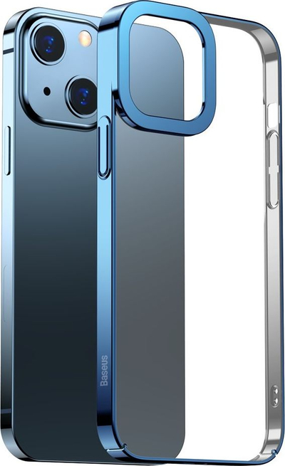 Kllëf telefoni Baseus Glitter Case për iPhone 13, transparent, me kornizë metalike blu