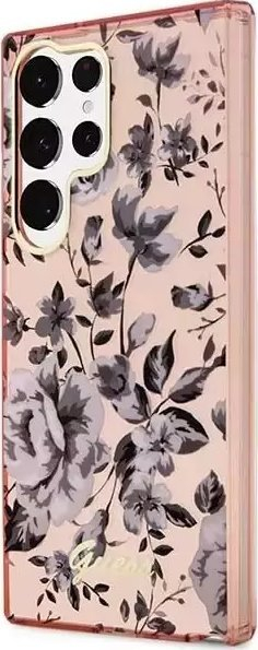 Mbrojtëse telefoni Guess Flower për Samsung Galaxy S23 Ultra, TPU, rozë me lule