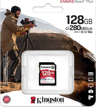 Kartë memorie Kingston Canvas React Plus, SDXC, 128GB