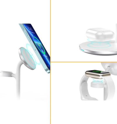 Stacion karikimi pa tel Choetech T585-F, 3 në 1, MagSafe, i bardhë