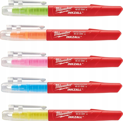 Marker theksues Milwaukee INKZALL, set me 5 copë, majë e pjerrët, shumëngjyrësh